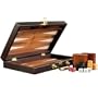 Backgammon Board Game Set Leather Wood Case 13''