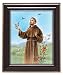 Saint Francis of Assisi in Gloss Walnut Wood Frame with Gold Trim, 10.75" x 12.75" - MADE IN ITALY