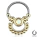 Single Opal Gold IP Dangling Septum Clicker 116GW