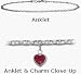 10 Karat 10 White Gold Flat Gucci Style Red Stone Heart Charm Anklet