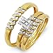 10k Yellow Gold Round Diamond Ladies & Mens His Hers Bridal Ring Engagement Trio Set Band 1/4 CT (0.25 cttw, G-H Color, SI-I Clarity)