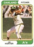 1974 Topps #7 Jim Hunter Oakland Athletics Baseball Card In A Protective Screwdown Case