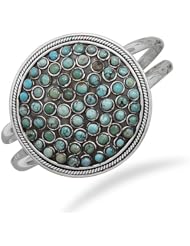Sterling Silver Large Oxidized Round Turquoise Cuff Bracelet
