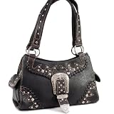 Designer Inspired Real Like Synthetic Leather Western Belt Buckle Accent Shoulder Handbag – Select a color