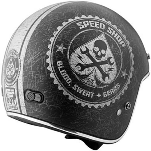 Speed & Strength SS600 3/4 Speed Shop Motorcycle Helmet Black Size X-Large XLG