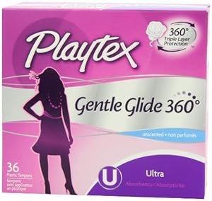 Playtex Gentle Glide Tampons, Unscented Ultra Absorbency, 36 Count