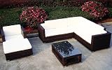 Baidani-Lounge-Rattan-Garnitur “Sunset”, 20-teilig, 2 Farben wählbar – braun meliert