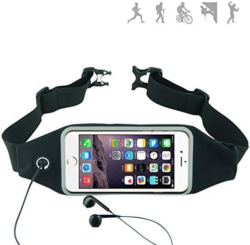 WPPE Universal Running Belt Waist Pack for Phone 5.5'' &amp; 4.7'', Double-ply Bag with Headphone Jack and Rainproof Function