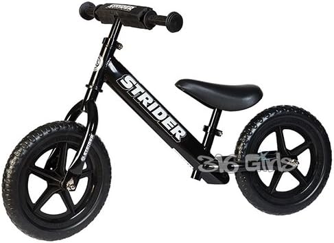 BLACK NO PEDAL STRIDER 12 SPORT CUSTOM BALANCE BIKE