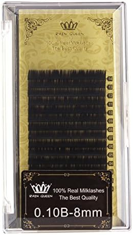 RAIN QUEEN Natural Eyelash Extension Mink B Curl Lashes 0.10*8mm 1 Size 1 Tray