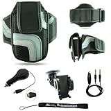 Black Adjustable Deluxe Sportband / Workout Armband with Adaptable Neck Str ....