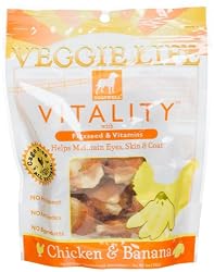 Dogswell Veggie Life Vitality Chicken & Banana Treats for All Dogs, 5-Ounce Pouches (Pack of 6)