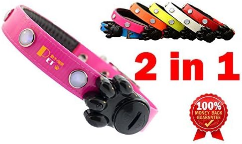 Motion Infiniti - Best 2 in 1 Blue Basic Dog Collars and LED Flashing Safety Dog Collar (Pink) - Safety Collar Protects Your Dog &amp; Cat At Night! - 100% Money Back Guarantee!