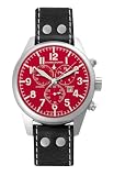 Chase-Durer Men's Warhawk Chronograph Red Dial Vintage Leather Watch #608.1RR-LEA