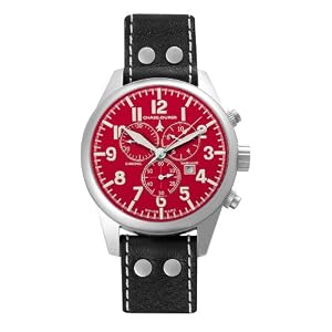 Chase-Durer Men's Warhawk Chronograph Red Dial Vintage Leather Watch #608.1RR-LEA