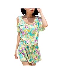 Round Neck Short Sleeves Stretchy Cutout Polyester Above the Knee Floral Print  Dress