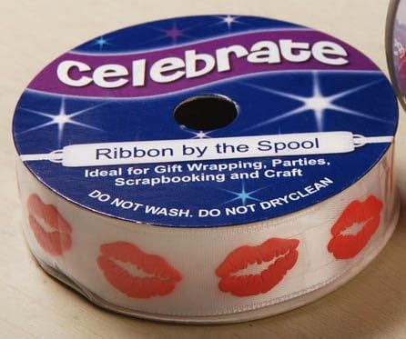 Celebrate RA32115/55 | Red On White Lips Printed Ribbon | 3.5m x 15mm