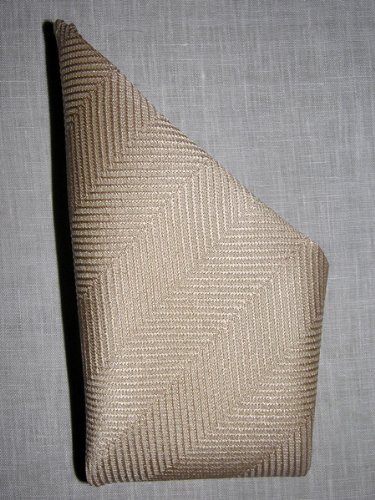 Mocha Cream Herringbone Silk Handkerchief - by Royal Silk