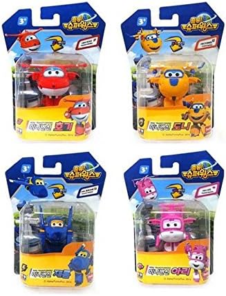 Super Wings Mini Transformer HOGI DONNIE JEROME ARI Robot 4 pieces Toy Set, Famous Airplane Toy Set