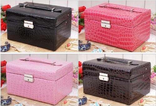 High-end Lurxury Crocodile Grain Multi-layer Jewelry Box, High Quality Pu Leather Jewelry Case/ Storage / Organizer Travel Case , Rose