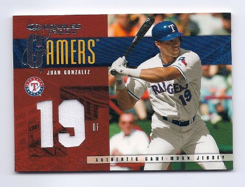 2003 Donruss Gamers Number Game Used Jersey #14 Juan Gonzalez Texas Rangers #'ed to 100