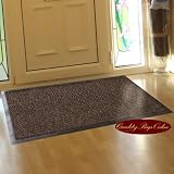 NEW ENTRANCE BARRIER DOOR MAT BROWN WITH BLACK 0.66m x 1.2m (2ft3 x 4ft approx)