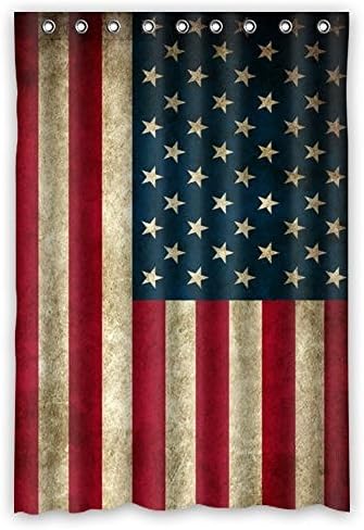 Custom Polyester Fabric Window Curtain 50"X84"(One Piece) With Vintage American Flag The U.S Flag Stars And Stripe Design for Bedroom