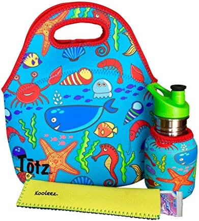 Kidzikoo &amp; Kooleez - 3 Piece Lunch Tote Set w/Freezer Pop Sleeve - Sea Life