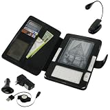 Buy Black Full Genuine Leather Case with Retractable USB Cable Charge Kit and Book Light for Amazon... by rooCASE