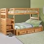 Explorer Twin Full Ranch Staircase Bunk w/ 3 Drawers: Desk Hutch and Chair
