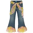 embroidered flower flare jeans
