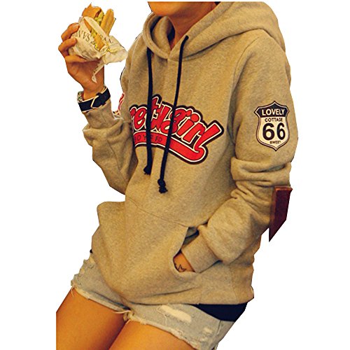 フード パーカー ロゴ カジュアル ストリート レディース グレー