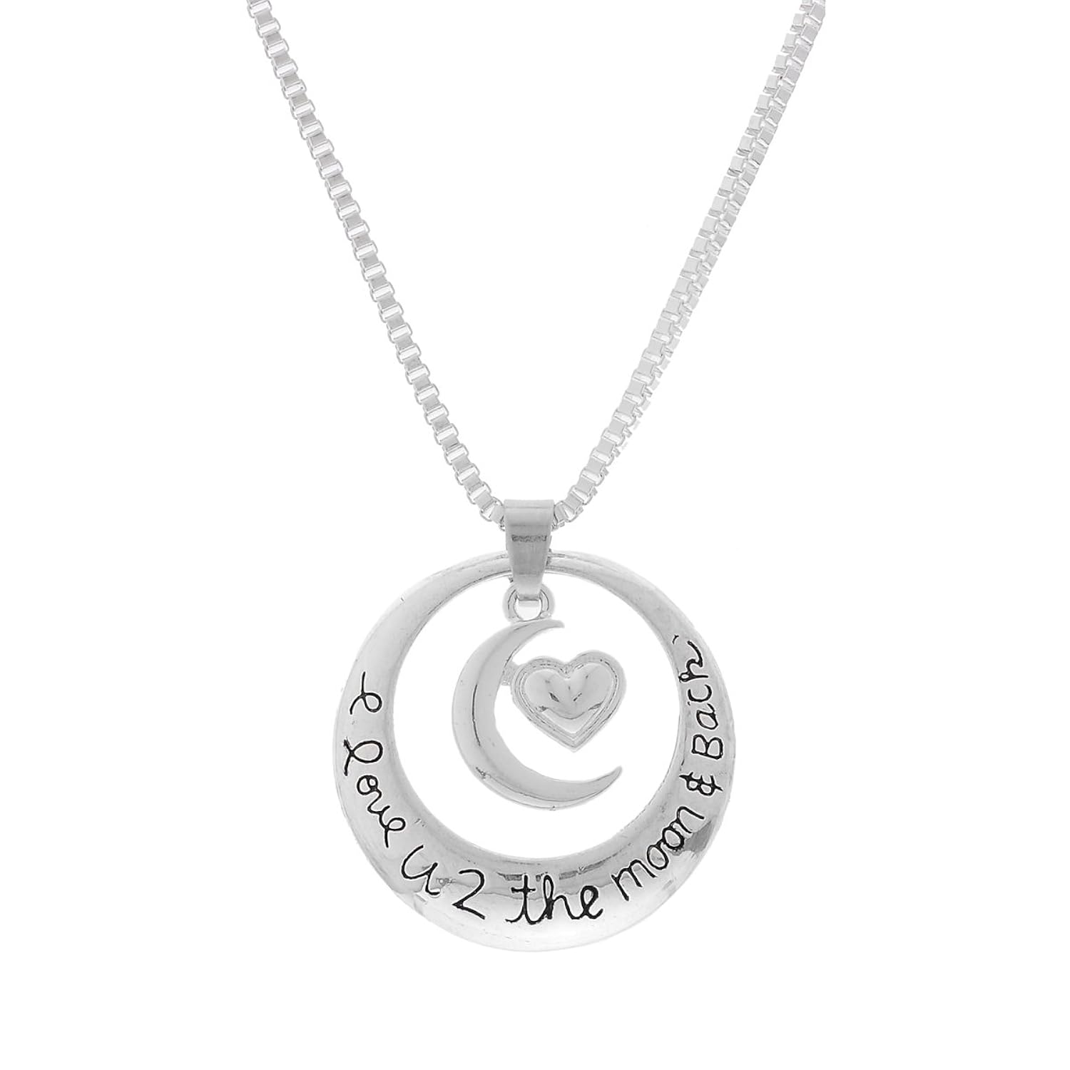 Encounter Silver Plated "I Love You To The Moon and Back" Sun Moon Hug Heart Pendant Necklace 46.8 cm
Encounter Silver Plated "I Love You To The Moon and Back" Sun Moon Hug Heart Pendant Necklace 46.8 cm