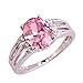 Psiroy 925 Sterling Silver Plated Oval Shaped Simulated Pink Topaz Ring Size 10