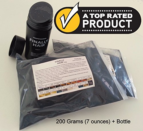 Hair Building Fibers 200 Grams 7 Oz. With Bottle By Finally Hair 50g*4 (Soft Black)