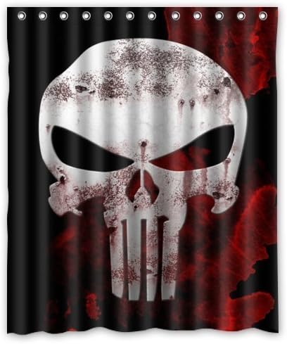 abigai Special Design Punisher Skull Waterproof Bathroom Fabric Shower Curtain 72" x 72"