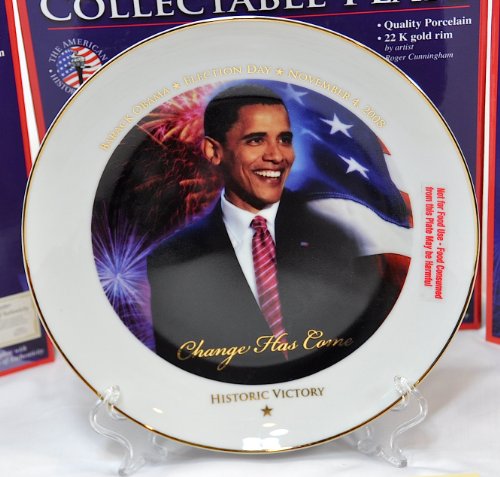 Barack Obama Historic Victory Collectable Plate Stand & Certificate of Authenticity