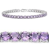 10.25 Carat Genuine Amethyst Rounds Silver Bracelet