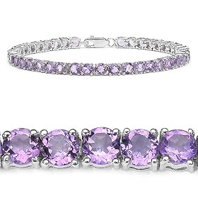 Buy 10.25 Carat Genuine Amethyst Rounds Silver Bracelet by JewelzDirect