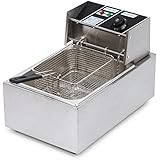 Kenley 2500W Countertop Electric Stainless Steel Commercial Deep Fryer - 6 Liter Tank