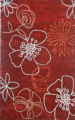 Modern Area Rug 5x8 Red Handmade Contemporary