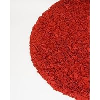 Red Round Shaggy Nursery Rug by Glenna Jean