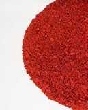 Red Round Shaggy Nursery Rug by Glenna Jean