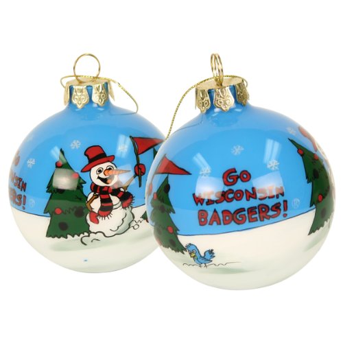 Blown Glass Hand Painted Sports Christmas Ornaments – Wisconsin Badgers