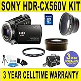 BRAND NEW SONY HDR-CX560V CAMCORDER w/ .45X SUPER WIDE ANGLE LENS + 2X TELE ....