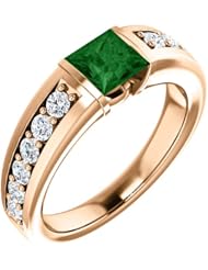 18K Rose Gold 5.00x5.00mm Princess Cut Chrome Tourmaline and Diamond Ring -- LIFETIME WARRANTY