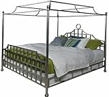 IMAGE OF Canopy Metal Bed - King - Silver Leaf