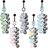 PASTEL COLORED PEACE SIGN DANGLE BELLY RING BNAPCPPK- PASTEL PINK