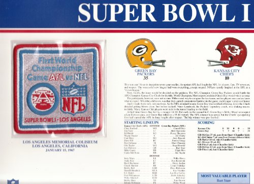 1966 Green Bay Packers/ Kansas City Chiefs Super Bowl 1 (I) 1967 Bart Starr MVP Willabee Ward Patch and Stat Panel Card