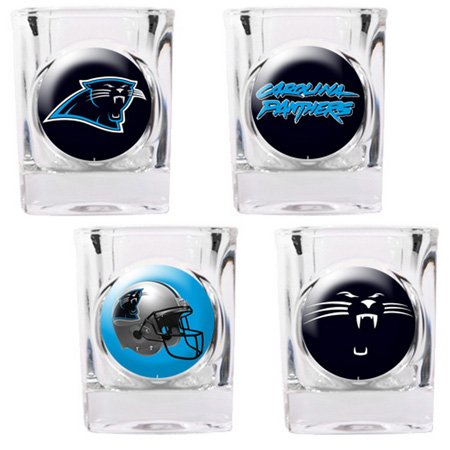 NFL Carolina Panthers Four Piece Square Shot Glass Set (Individual Logos)